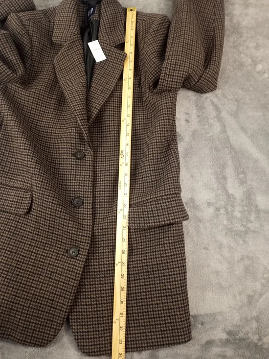 GAP Women's Brown Houndstooth 100% Wool  Blazer Jacket Size Small Tall NWT - Picture 8 of 11